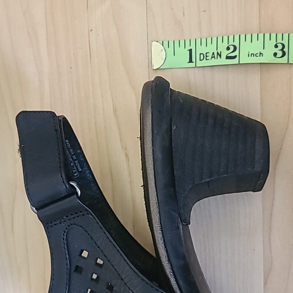 Aravon Black Leather Women Sandals Block Heels Backstrap Size 8.5 - Picture 6 of 9